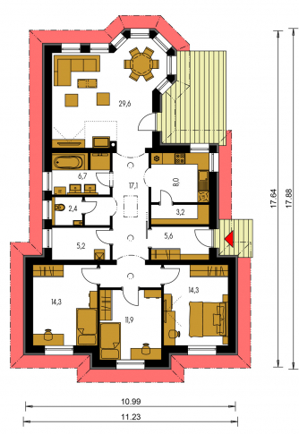 Plan de sol du rez-de-chaussée - BUNGALOW 85